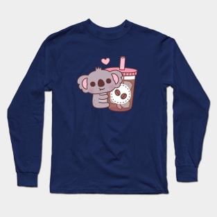 Cute Little Koala Bear Loves Iced Coffee Long Sleeve T-Shirt